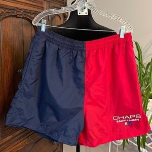 Chaps Ralph Lauren 90s Vintage Board Swim Shorts Trunks Nylon Sz‎ XL Red Blue
